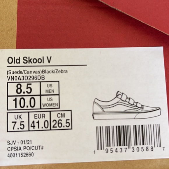 Vans Old Skool Velcro Suede/Canvas Black/Zebra MENS - Picture 16 of 16